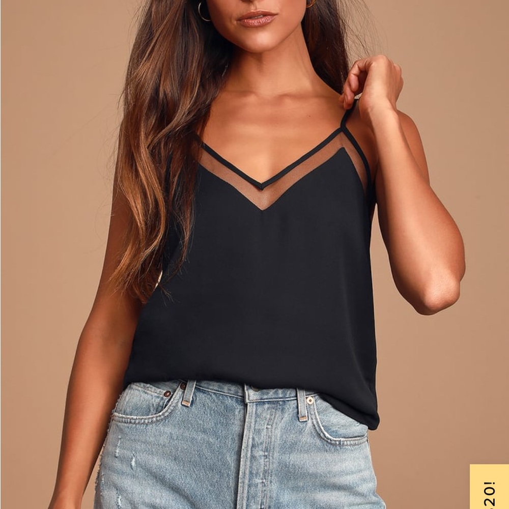 Lulu’s Sweet Fling Black Mesh Tank Top